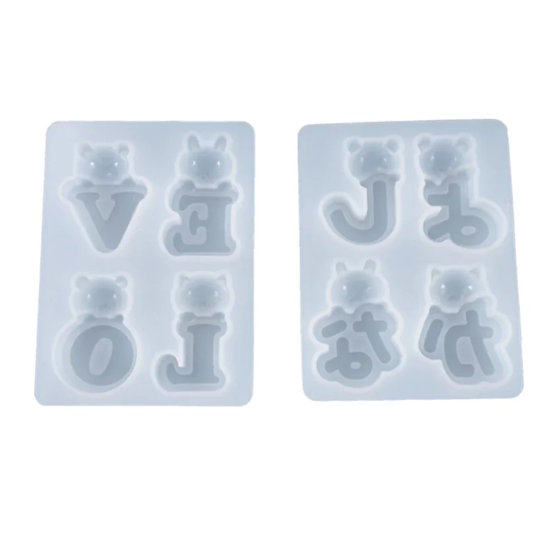 

DIY Japanese letters resin mold cute bear cub letter crystal epoxy mold rabbit letter decoration silicone mold for resin