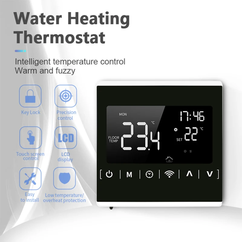

AC85-250V All Touch Screen WiFi Temperature Controller Thermoregulator Black Back Light Thermostat For Water/Electric Heating