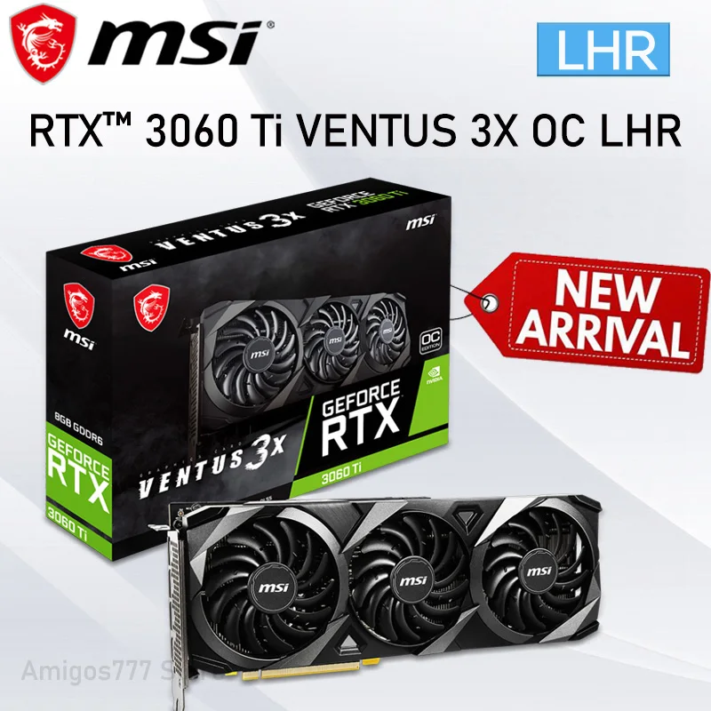 

GDDR6 MSI GeForce RTX™ 3060 Ti VENTUS 3X 8G OC LHR Graphics Card 14000MHz 256bit 8pin 1695MHz RTX 3060Ti Gaming Video Card New