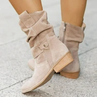 female boots flock ankle boots for winter autumn fashion comfy shoes women 2021 hot sale western boots simple brand new roman