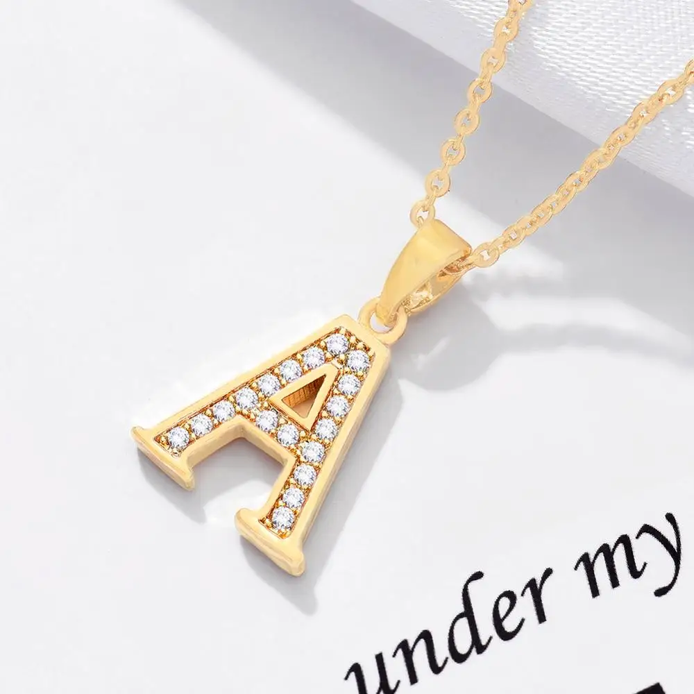 Новинка 2020 Трендовое ожерелье с буквами А подвеска на золотой цепочке медное