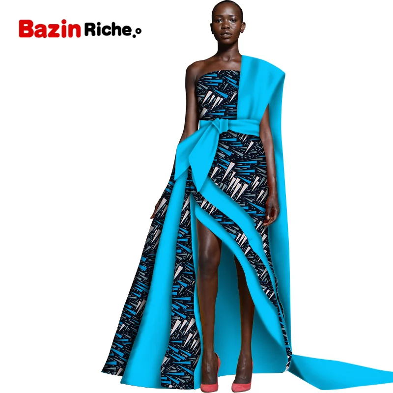 Newest Fashion African Dresses for Women Private Custom Sleeveless Floor-length Sexy Cotton Party Dress Customized WY5619