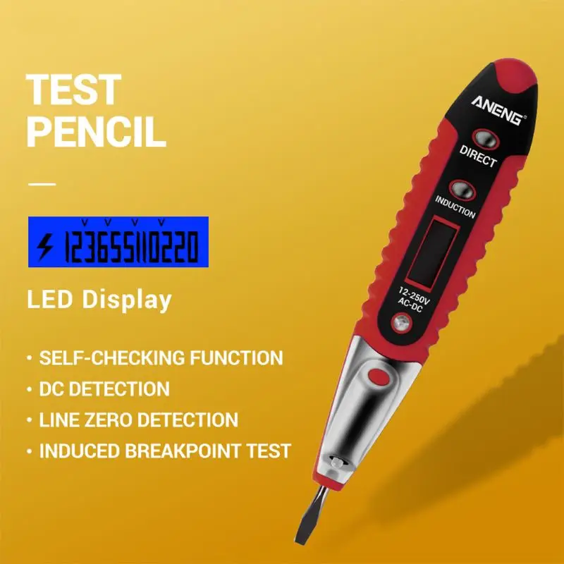 VD700 Digital Test Pencil Multifunction AC DC 12-250V Tester Electrical Detector Voltage Pen63HF | Инструменты