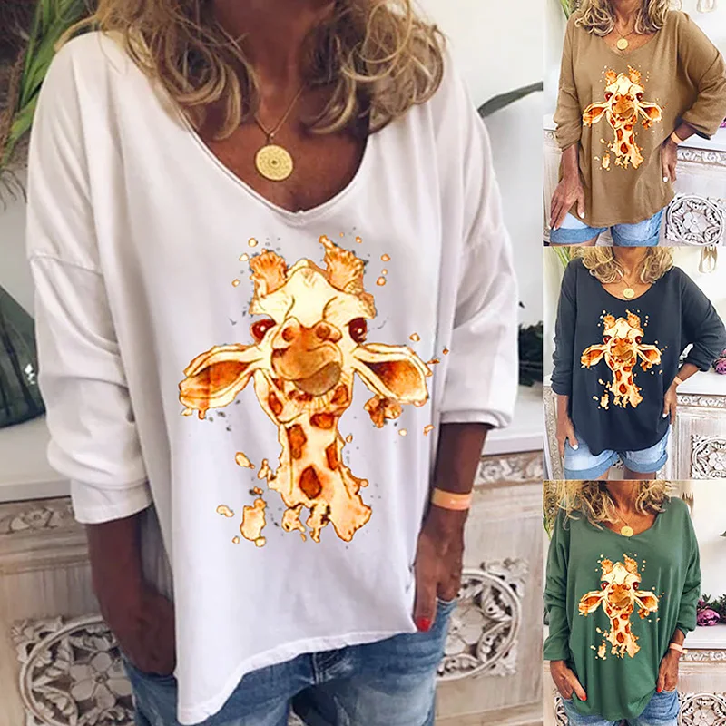 Женские Элегантные рубашки с принтом осень 2020 Повседневный свитер треугольным