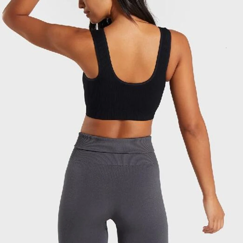 Женский энергетический бесшовный спортивный бюстгальтер пуш-ап с подушечками