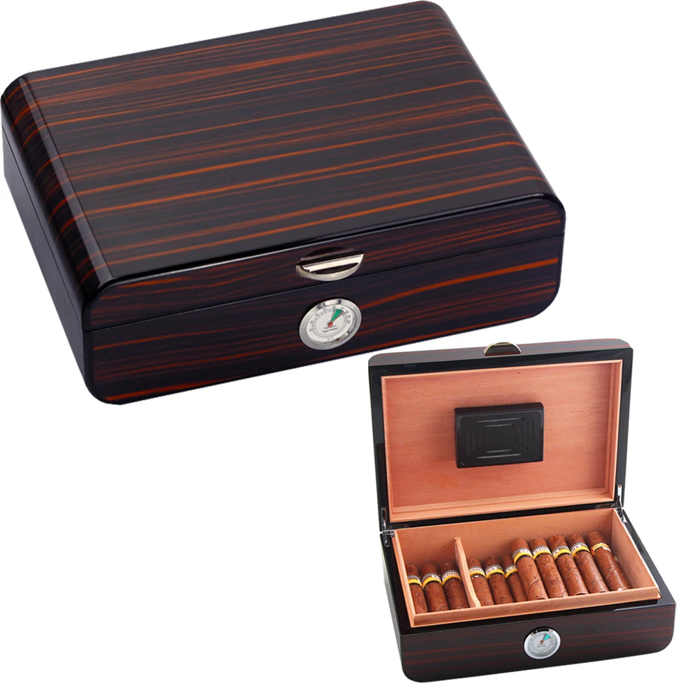 GALINER глянцевый чехол для пианино для сигар Humidor испанский кедр Деревянный ящик для хранения сигар с увлажнитель с гигрометром для COHIBA сигары