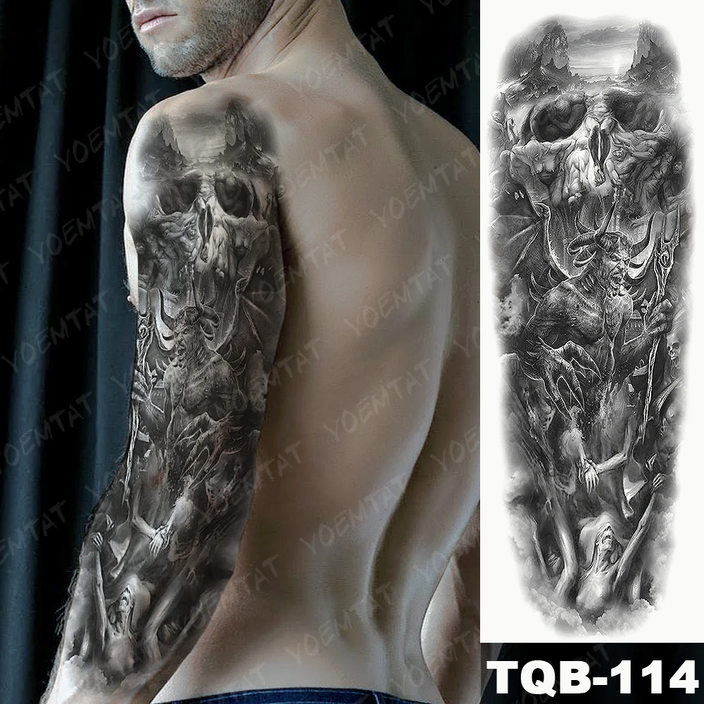 переводные татуировки временные наклейки тату долговечные Большой рукав-тату на