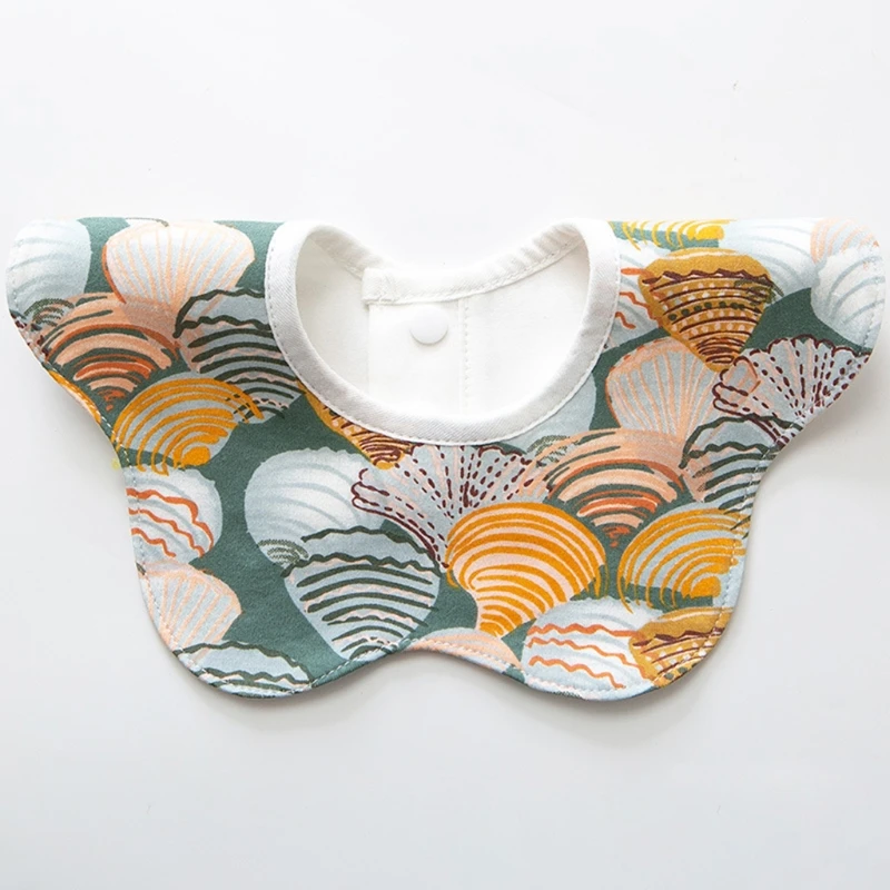 Babero con estampado de dibujos animados para beb&eacute;, toalla de Saliva de algod&oacute;n con p&eacute;talos redondos, delantal transpirable impermeable, pa&ntilde;uelos de rotaci&oacute;n de 360 grados para reci&eacute;n nacidos-5