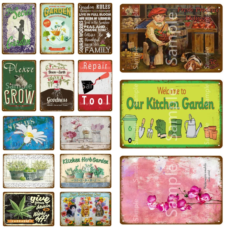 Добро пожаловать в наш кухонный сад декоративные знаки табличка металлическая