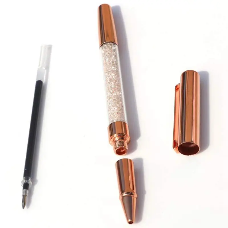 Ручка под розовое золото блестящая кристальная ручка гелевые чернила шариковые