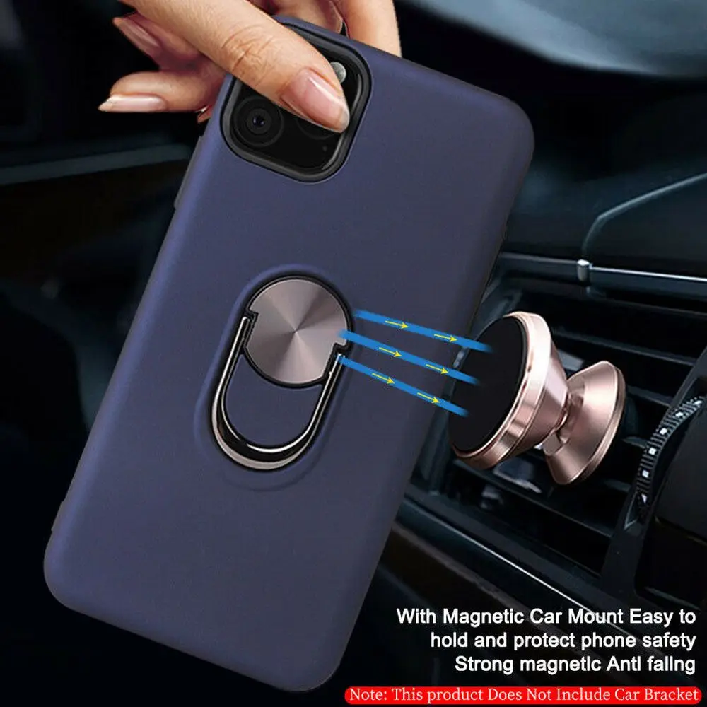 Гибридный Резиновый чехол с кольцом держателем для iPhone 11 Pro Max Xr X Xs 8 7 6S 6 Plus матовый