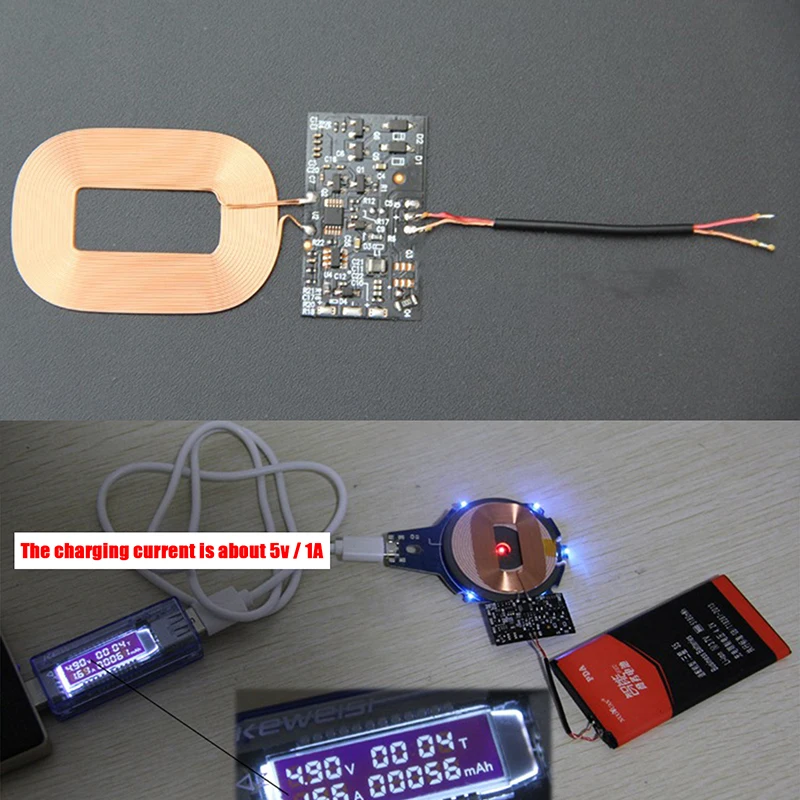 1pc qi wireless charger pcba circuit board receiver module coil diy charging 5v 1a qi wireless charger free global shipping