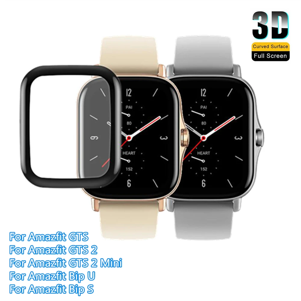 1/2 pcs Full Screen Protector 3D Curved Edge Film For Huami Amazfit GTS 2 Mini/Bip U/S/Lite/Pro/GTS2 Smart Watch Film(Not Glass) for xiaomi amazfit bip u soft tpu film for huami pop pro watch full screen protector for huami bip u hd clear film not glass