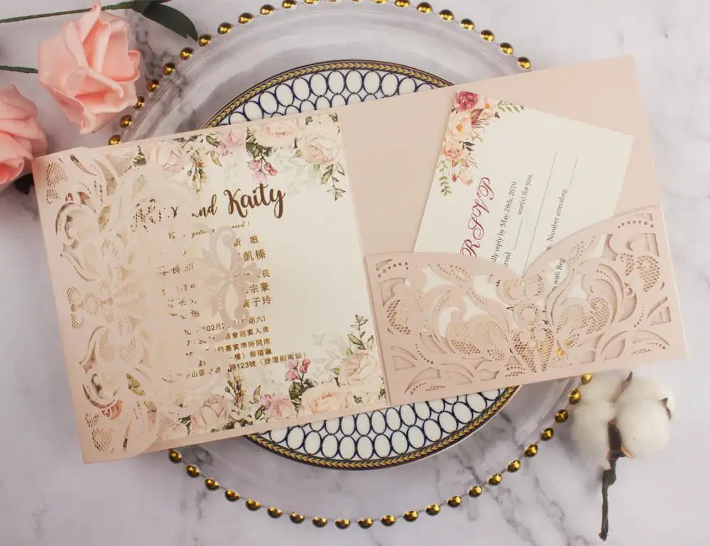 Бесплатная Прямая поставка 50X слоновая кость/белый цветочный лазер вырез