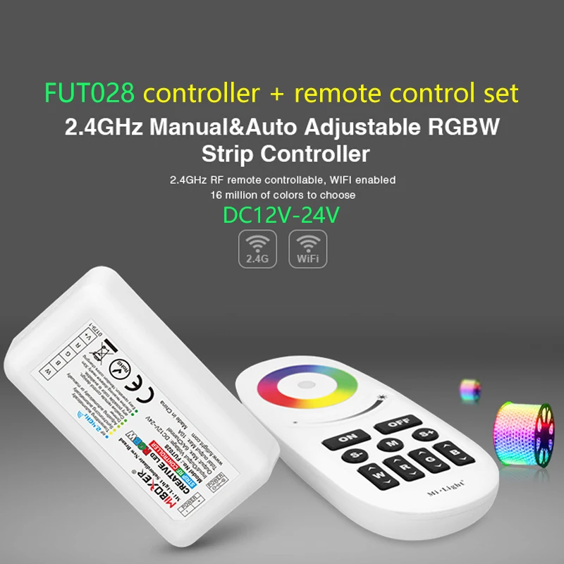 FUT028 2.4GHz Manual & Auto Adjustable RGBW Strip Controller & Touch Remote DC12-24V led dimmer remote set for RGBW LED Strip