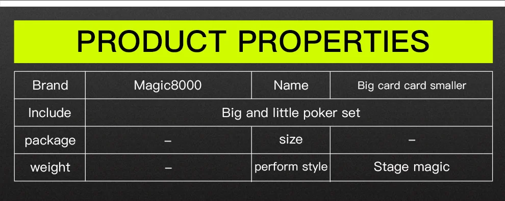 Funny Shrinking Cards Magic Tricks Big To Small Playing Card Training Set For Party Stage Performance Illusion Mentalism Props