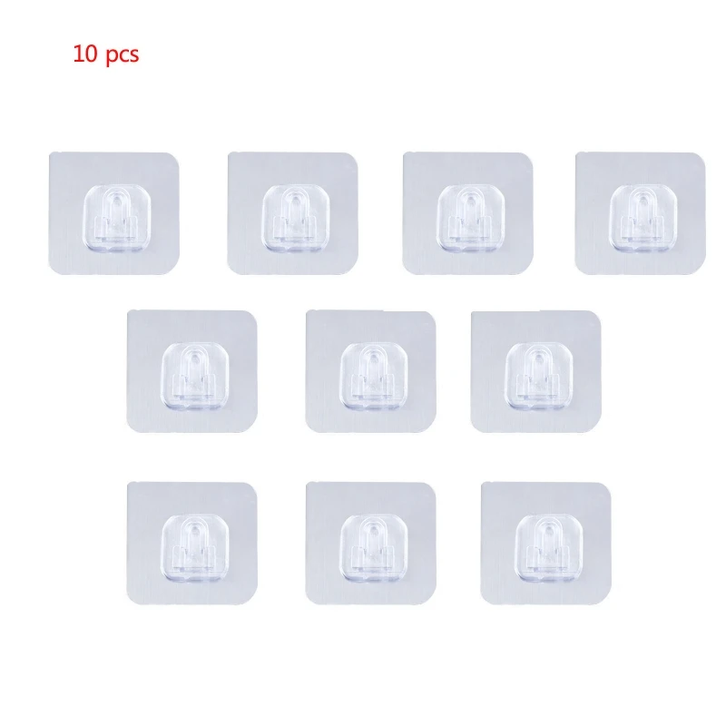 

10 pcs Dual-sided Adhesive Wall Hooks Wall Hooks Hanger Strong Transparent Suction Cup Sucker Wall Storage Holder