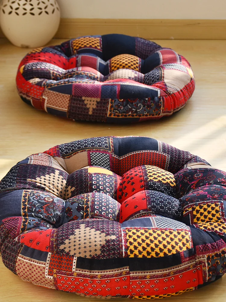 Cotton and Linen Futon Hip Cushion Thick Fabric round Retro Balcony Bay Window Tatami Sill Sitting Floor | Дом и сад