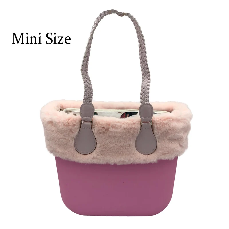 Mini Pink Мини-размер O Сумка Стиль obag Водонепроницаемый EVA корпус с переплетенной ручкой Трамп принт вставка Женская резиновая силиконовая сумка сумочка - Цвет: Mini Pink