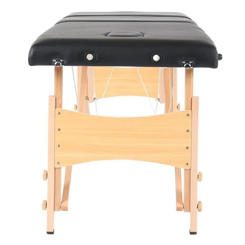 

Folding Beauty Bed 84" 3 Sections Folding Portable Beech Leg Beauty Massage Table 60CM Wide Adjustable Height Spa Massage Tables