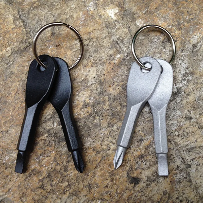 Портативная цепная отвертка для ключей из нержавеющей стали Flathead брелок