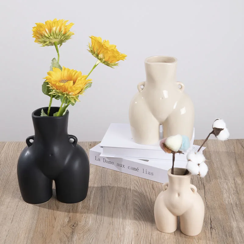 

Creative Human Butt Vase Nude Handicraft Furnishings Handmade Modern Decoration Dried Flower Vases Arrangement Desktop Ornaments