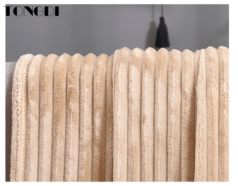 Модное однотонное вертикальное мягкое теплое легкое Флисовое одеяло TONGDI на