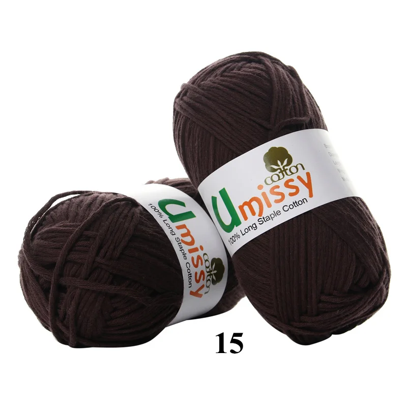15 Coffee 1pc Хлопчатобумажная пряжа для вязания, чесаная толстая пряжа для вязания, Органический Детский свитер, кукла, 50 г - Цвет: 15 Coffee 1pc