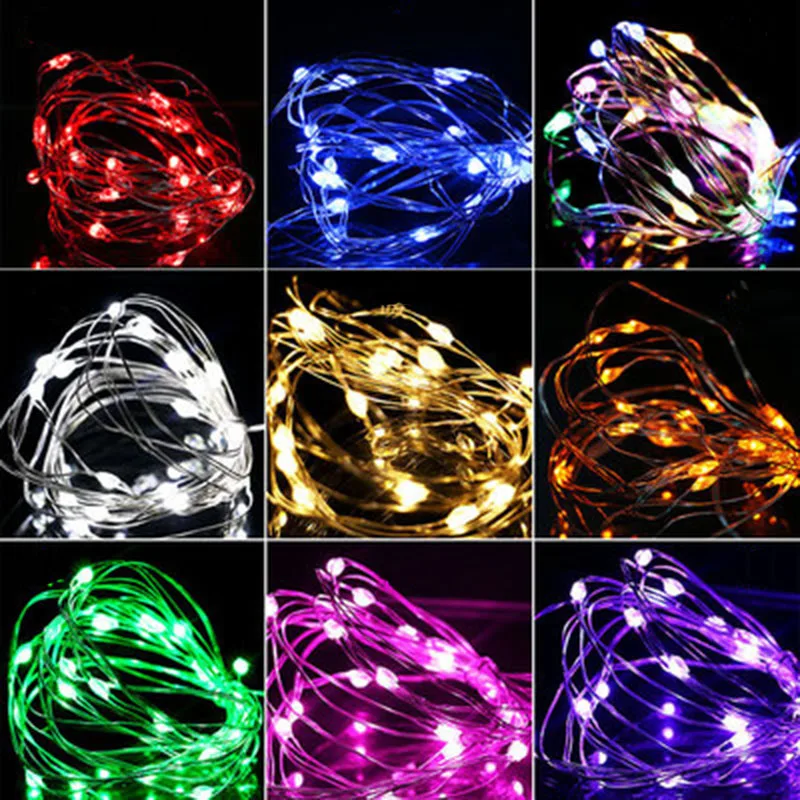 

2PC 2m 3m LED String Lights Christmas Decorations For Home Battery Silver Wire Light Christmas Tree Wedding New Year Xmas DIY