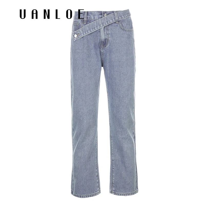 

Street Style Vintage Jeans Women Fashion Oblique High Waist 90s Denim Pants Harajuku Loose Wide Leg Straight Trousers