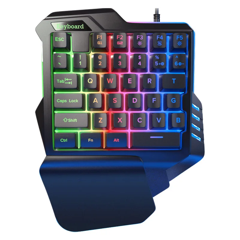 

One-handed keyboard and mouse set mechanical luminous mobile game peace elite left hand game eat chicken artifact small keyboard