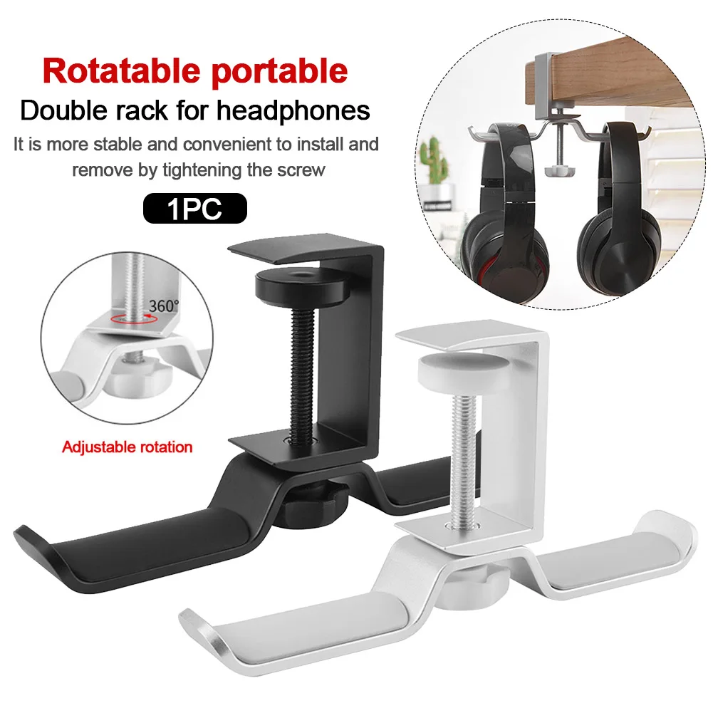 

Universal Anti Scratch Non Slip Desk Holder Aluminum Alloy Headphone Stand Rotatable Hanger Space Saving Portable Accessories