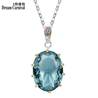 dreamcarnival1989 new blue zirconia pendant necklace for women delicate fine cut big cz female party must have jewelry wp6863bl