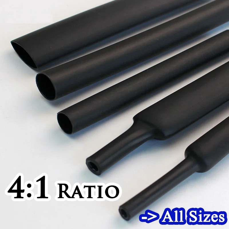 

4/6/8/12/16/18/20/24/32/40/52MM 4:1 ratio Heat Shrink Tube with Glue Dual Wall Adhesive Tubing Sleeve Wrap Wire Cable kit