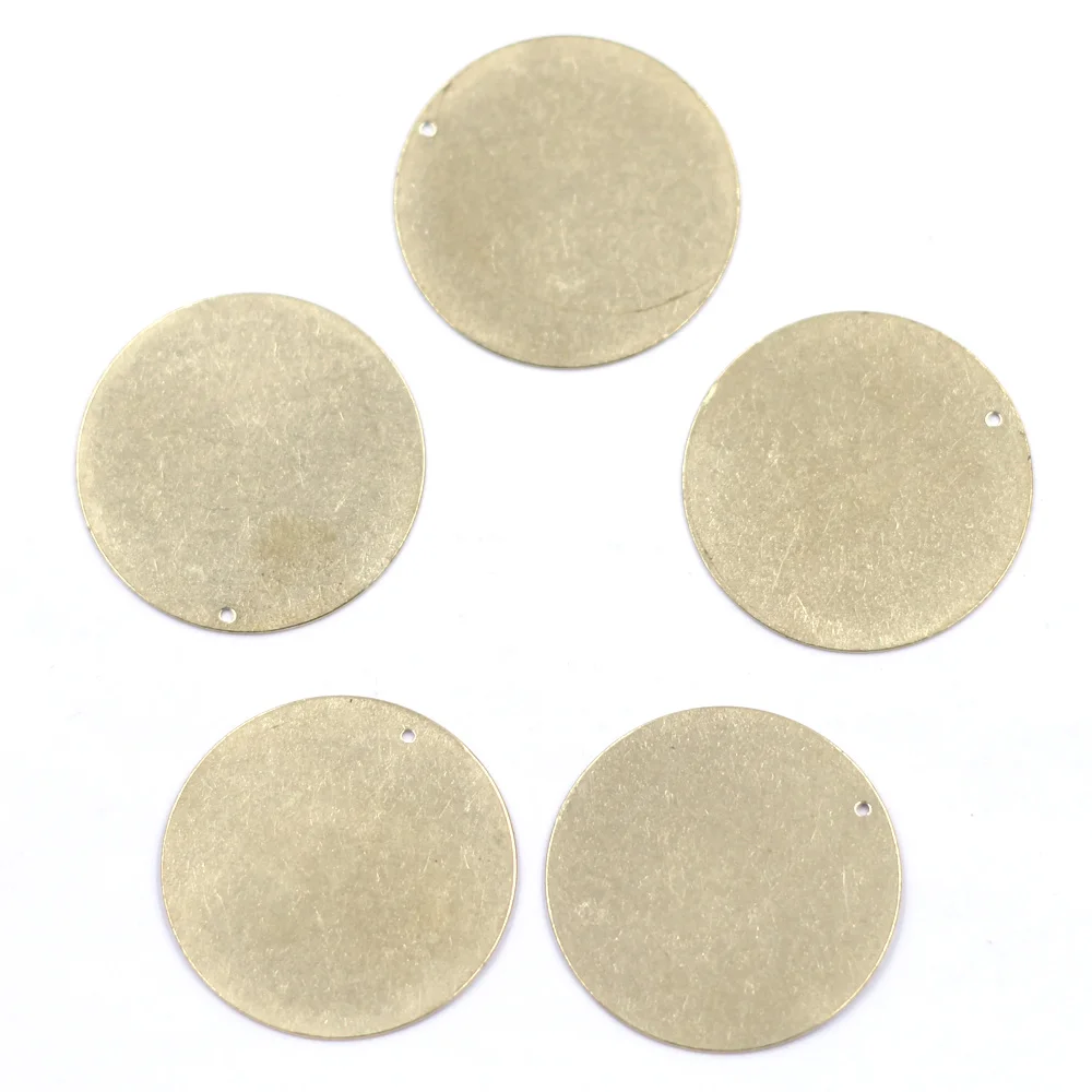

100 шт Подвески штамповка Пустые бирки латунь круглая Медь Ювелирные изделия «сделай сам» 28 мм (1-1/8 дюйма)