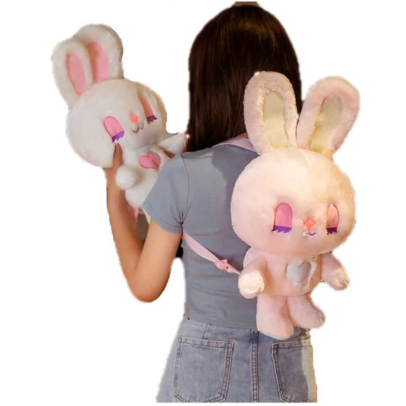 Милый розовый длинный кролик с ресницами плюшевый рюкзак мягкие животные