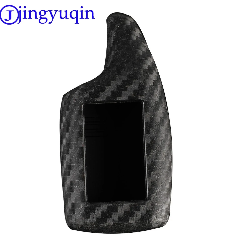 

jingyuqin For M5/6/9 Scher-khan Magicar 5 Remote Case Cover Way Car Alarm lcd Case Key Chain Cover Carbon Silicone Keychain