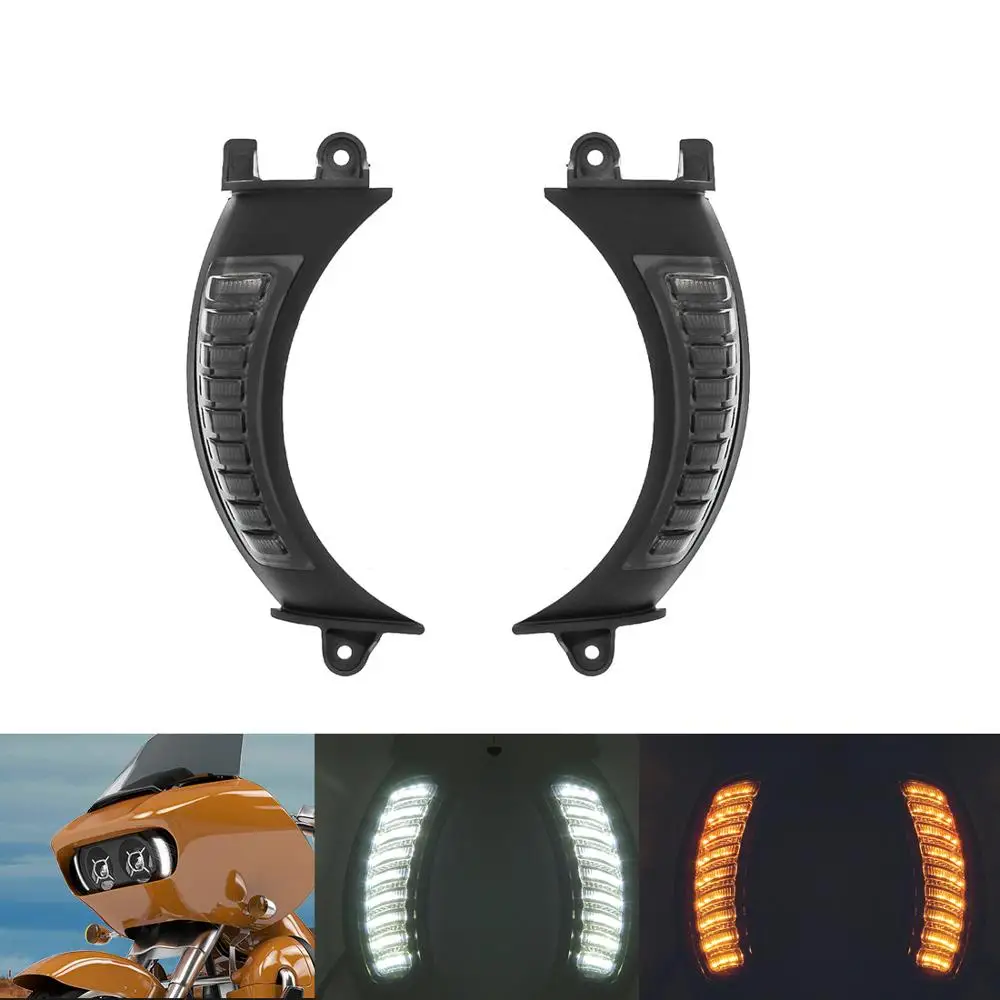 

2 PCS/Pair ABS Motorcycle Front Headlight Led Amber Turn Signal Light With White Lamp Refit for Road Glide 2015-2020