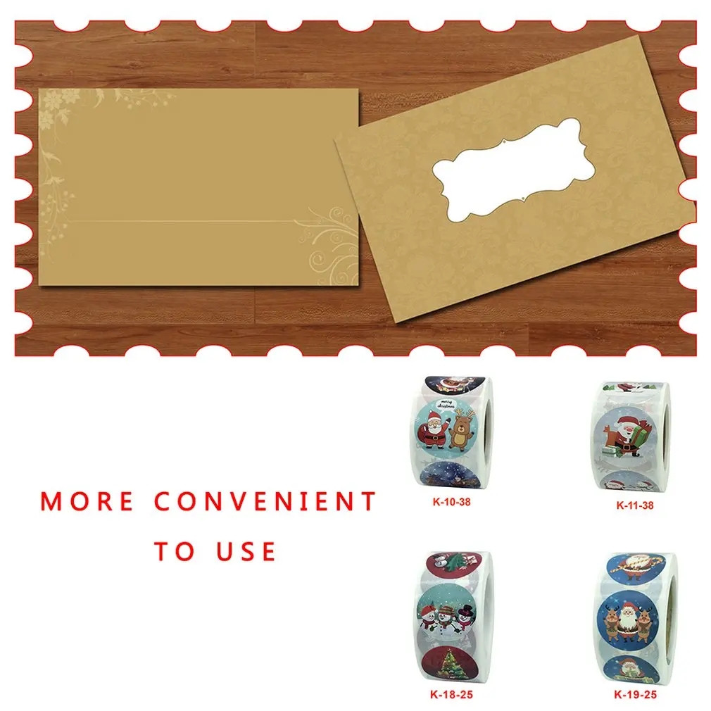 

Roll Christmas Gift Sticker Lable With Santa Cartoon Character Envelope Seal Copper Decoration Sticker