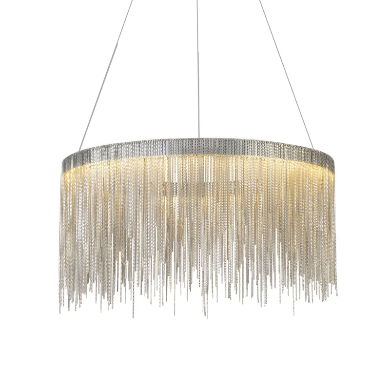 Светодиодный подвесной светильник с кисточками медный или хромированный для