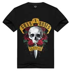 Мужская футболка s 2018, новая футболка с изображением пистолета и розы, Мужская футболка, летняя хлопковая черная футболка в стиле панк, с изображением черепа и розы