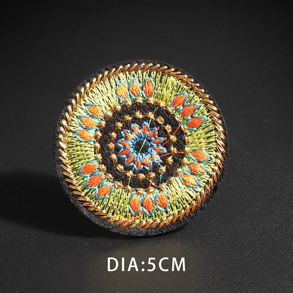 Ethnic style round embroidery patches Flower tube colourful Bags dresses pants decoration Badge Chinese style Accessories images - 6