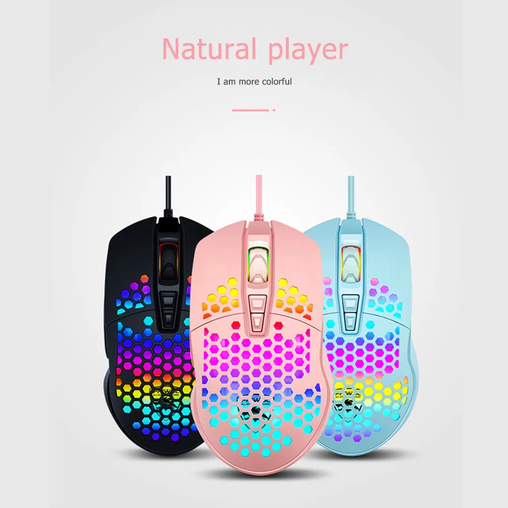 

V9 Honeycomb Gaming Mouse 4000 DPI 7 Buttons Shell USB Wired RGB Ergonomic Mice for Household Computer Accessories