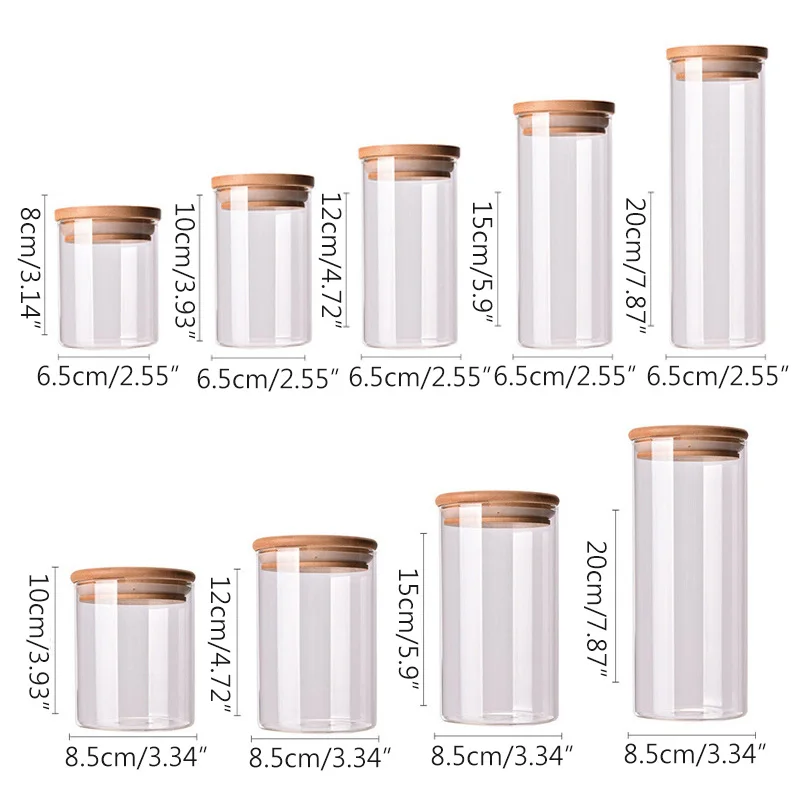 

Food Container Bamboo Covered High Borosilicate Food Sealed Glass Tank Kitchen Miscellaneous Grain Storage Boxes