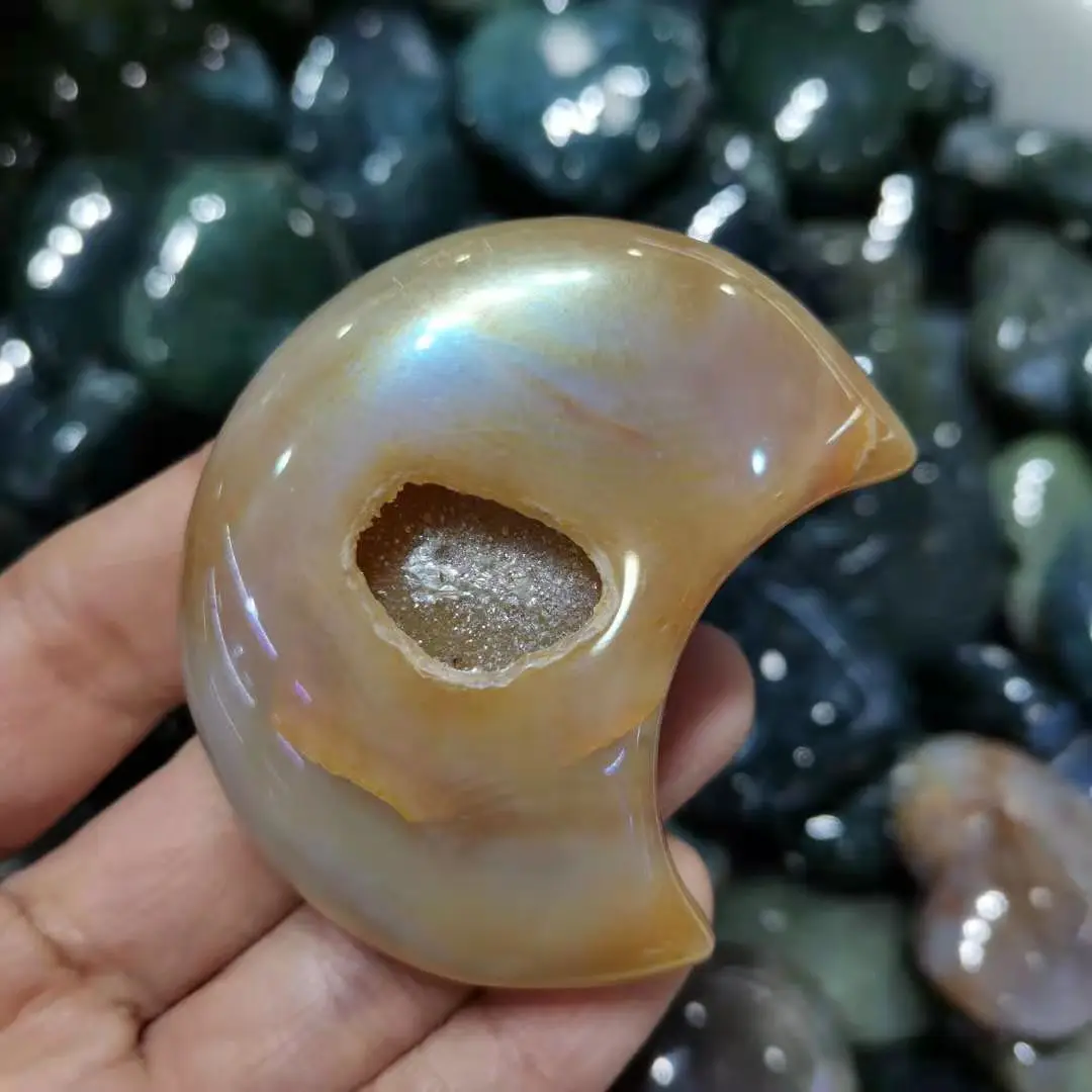 

Драгоценный камень Aura Agate geode moon ручной работы