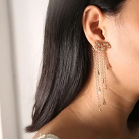 fashion zircon sparkling star tassels back hanging exquisite earrings for women long earrings korean style simple party