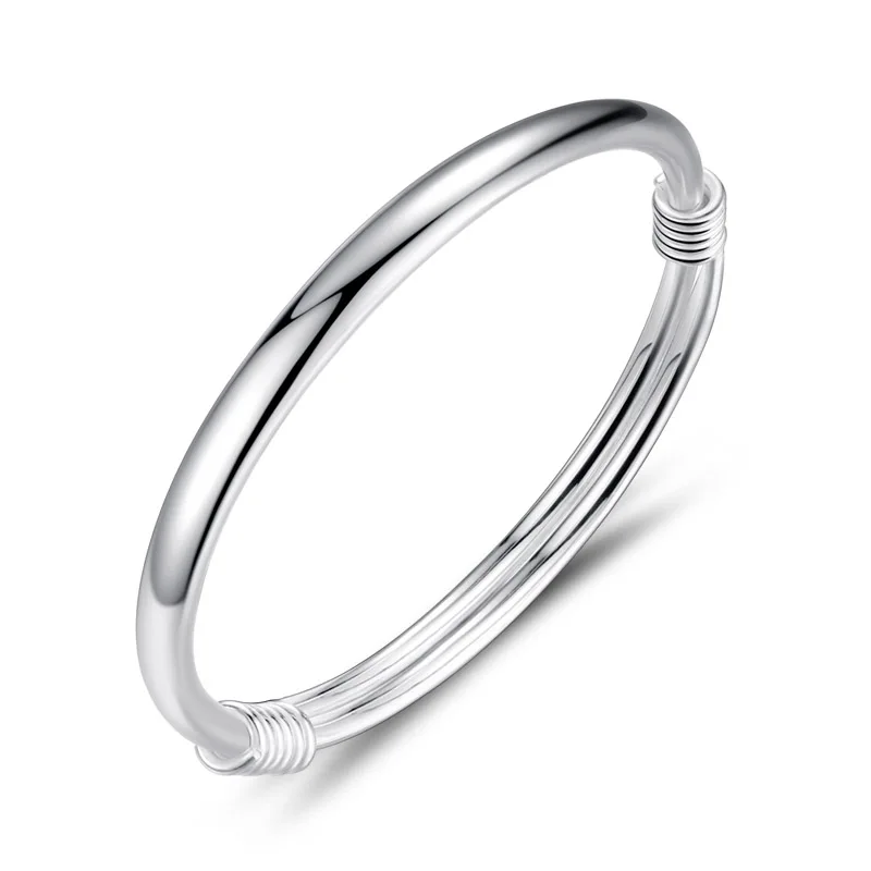 

Glossy 999 sterling silver bracelet female Japanese and Korean students simple lettering bracelet female silver jewelry send bab