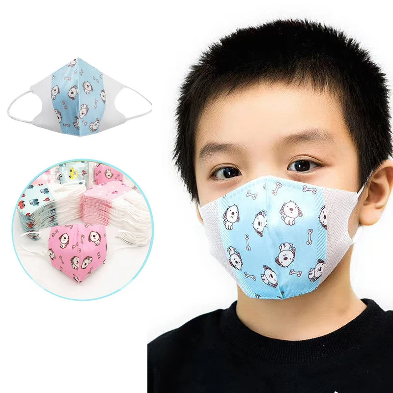 10/50PCS Disposable Child Masks 3D Cartoon Print 3 Layers Filter Anti Dust Face Mouth Mask Mascarillas for 3-12 year Kids