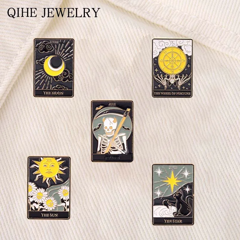 

Rectangular Compass Sun Moon Cloud Skeleton Bone Enamel Pin Bag Clothes Lapel Pin Badge Jewelry GiftsCustom Wholesale