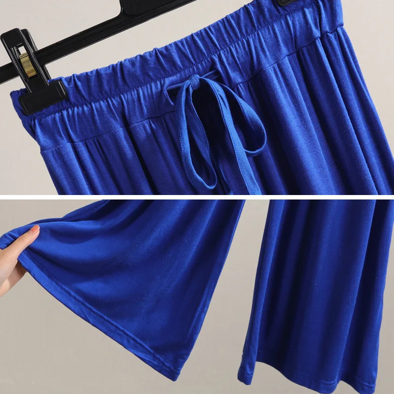 Женские летние тонкие брюки свободные широкие из модала длиной до щиколотки